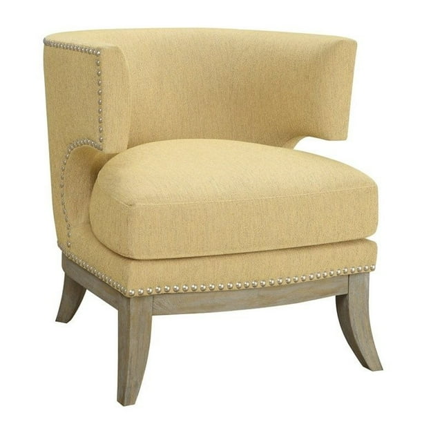 Bowery Hill Back Upholstered Accent Chair in Yellow