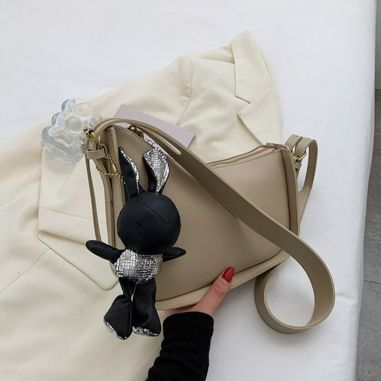 Wide Strap Shoulder Bags for Women Solid Color Pu Leather Crossbody Bag  Handbag
