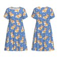 thumbnail image 3 of Bixox Robe d'Été à Manches Courtes pour Femmes Robe Ample Longueur Genou avec Poches-Corgi, 3 of 7
