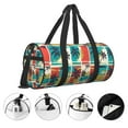 thumbnail image 5 of Xecao Colorful Hawaii Palms print Round Travel Duffel Bag is a foldable gym bag with an inner pocket, perfect for travel sports, 5 of 8