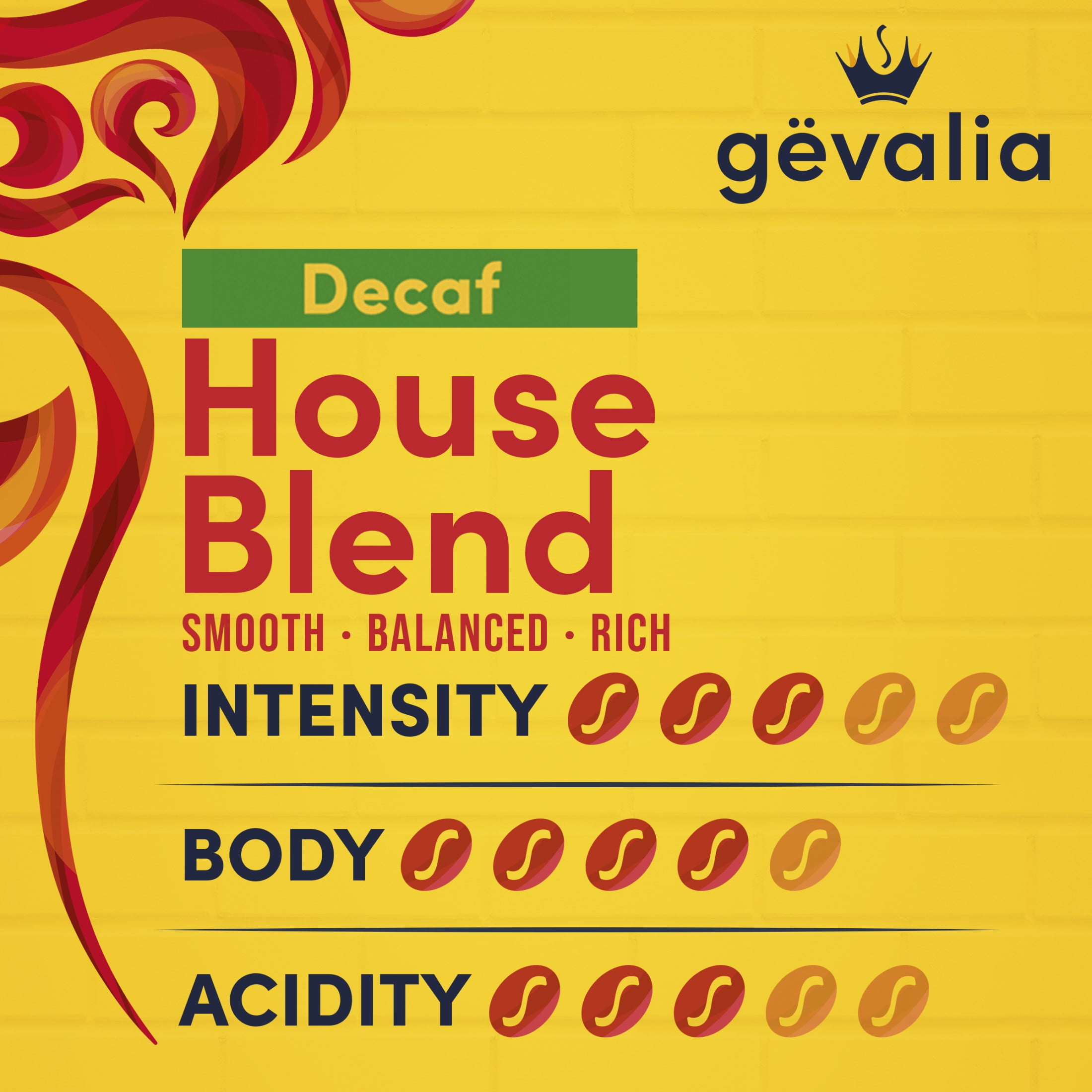 (6 pack) Gevalia Decaf House Blend Ground Coffee, Decaffeinated, 12 oz. Bag