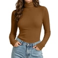 thumbnail image 2 of Jowdiw Womens Turtleneck Long Sleeve Top Slim Fit Stretch Basic Layering Casual Shirt, 2 of 9