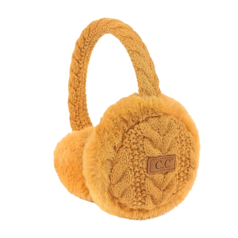 C.C Cable Knit Winter Earmuffs Adjustable Ear Covers for  display picture 1