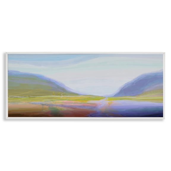 Stupell Industries Contemporary Soothing Abstract Nature Hills Landscape White Framed Giclee Art, 24 x 10, by Michael Tienhaara