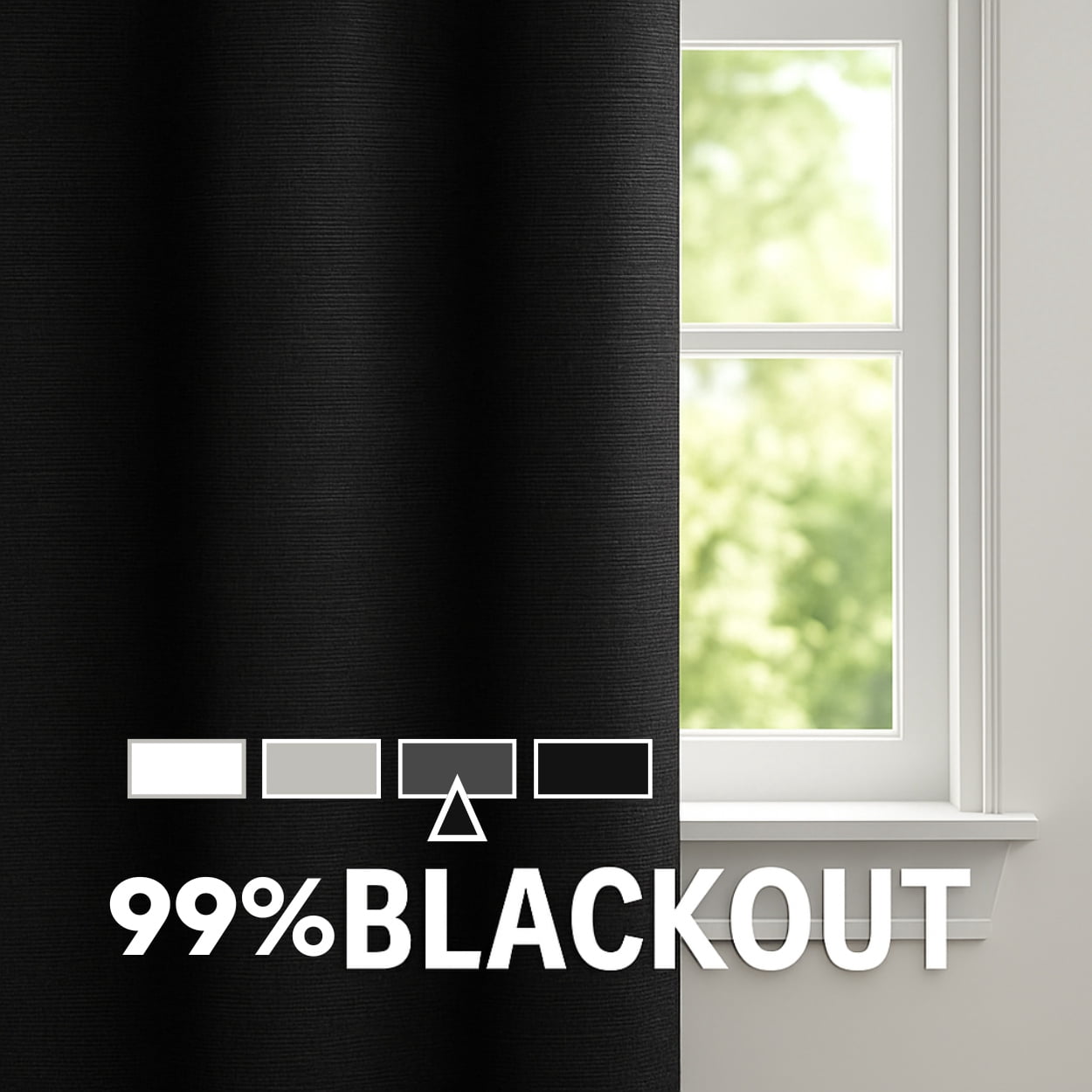 (4 pack) Mainstays 4 of a Kind Blackout Curtain Panels, Set of 4, Black, 28" W x 84" L