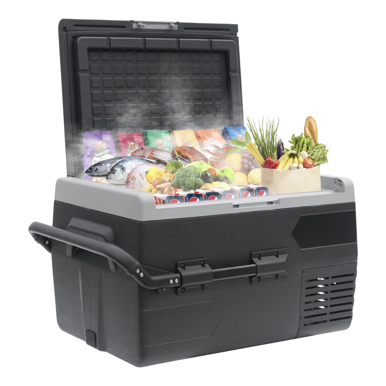 Techomey 12V/24V Car Fridge, 50L Camping Mini Freezer, Quiet Electric Compressor Cool Box