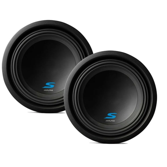 2 Alpine S-W10D2 1800W 10" S-Series Dual 2 Ohm Car Subwoofer