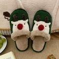 thumbnail image 4 of Lilgiuy Christmas Winter Women Plush Slippers Elk Indoor Home Anti-skid Outdoor Wear ShoesGreen5.5 Winter Fashion 2022, 4 of 5
