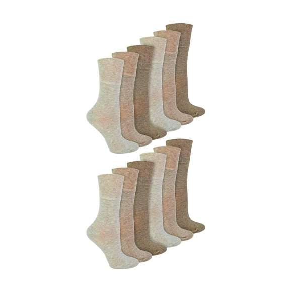 IOMI - 12 Pair Multipack Ladies Diabetic Bamboo Socks | Womens Extra Wide Seamless Socks with Non Elastic Gentle Grip Top