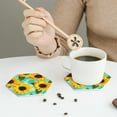thumbnail image 6 of Balery 4 Pcs Sunflowers With Green Leavesleather Coasters Set, Drink Table Cup Coasters For Living Room Kitchen Coffee Decor, 6 of 9