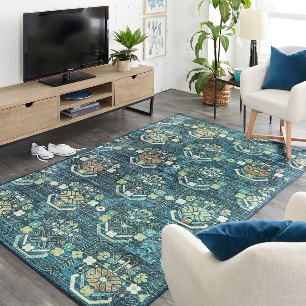 Mohawk Home Prismatic Cambridge Teal Transitional Tribal Precision