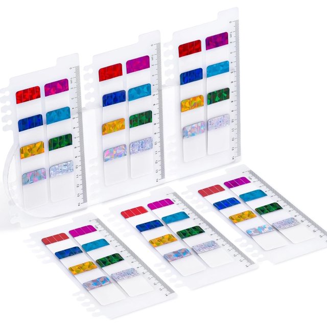 LAICAIW 480 Pieces Sticky Tabs Transparent Page Markers, Laser Gem Sticky Note Tabs Colored Writable and Repositionable Index Tabs, Tabs for Annotating Books