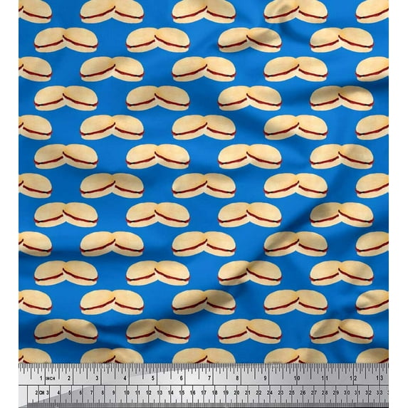 Soimoi Georgette Viscose Fabric Burger Food Print Fabric by Yard 42 Inch Wide