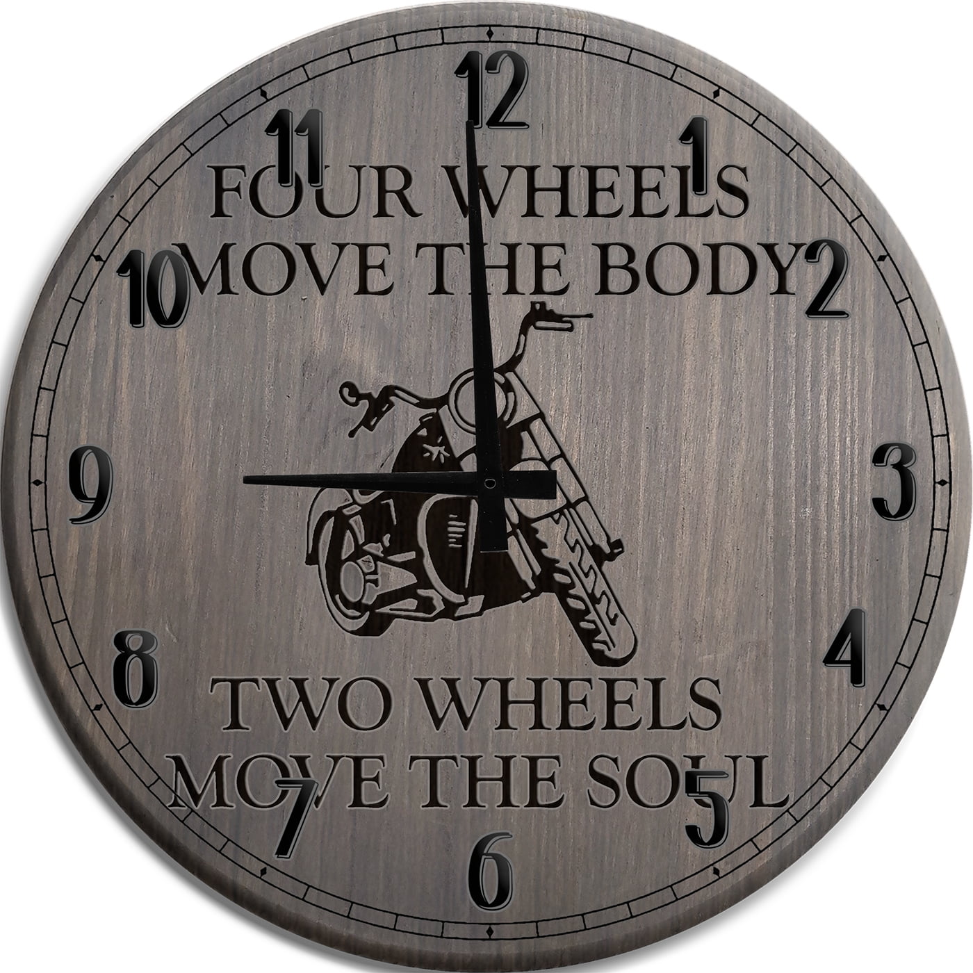 Large Wall Clock Motorcycle Move The Body Wheels Move The Soul Man Cave Wall Decor Barnwood Gray 18 Inch Wall Decor Walmartcom Walmartcom