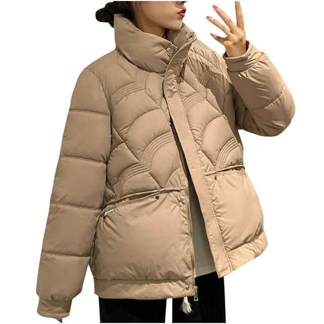 Chaqueta de invierno de algodón para mujer, informal, sin capucha, de manga larga, con capucha y cierre de cremallera.