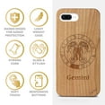 thumbnail image 4 of Case Yard Wooden Case Outside Soft TPU Silicone, Slim Fit Shockproof Wood Protective Phone Cover for Girls Boys Men and Women, Supports Wireless Charging Gemini Sign Design case for iPhone-8-Plus, 4 of 7