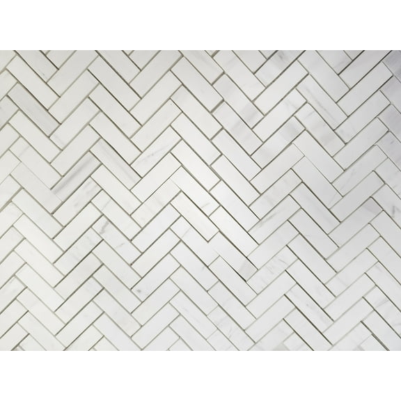 SB Tile and Stone Bianco Dolomite Herringbone 1x3" Matte Mosaic Tile Box (5 sqft)