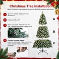 thumbnail image 3 of 7ft Pre-Lit Christmas Tree, Pre-Decorated Artificial Froste Pine Holiday Decoration w/ 350 Lights, 1000 Frosted Tips, Pine Cones, Metal Base, Hinged Design Easy to Setup, for Home Office Xmas Decor, 3 of 11