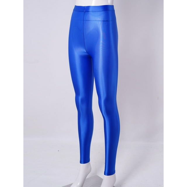 Choomomo Pantalon Legging Moulant de Performance pour Femmes, Brillant, Extensible, Sport, Hip-Hop, Rave, Rue, Danse Moderne, Bleu Royal, G