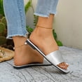 thumbnail image 5 of Byworldtasic Leather Flat Sandals For women Square Open Toe Slide Sandals Casual Summer Shoes, 5 of 6