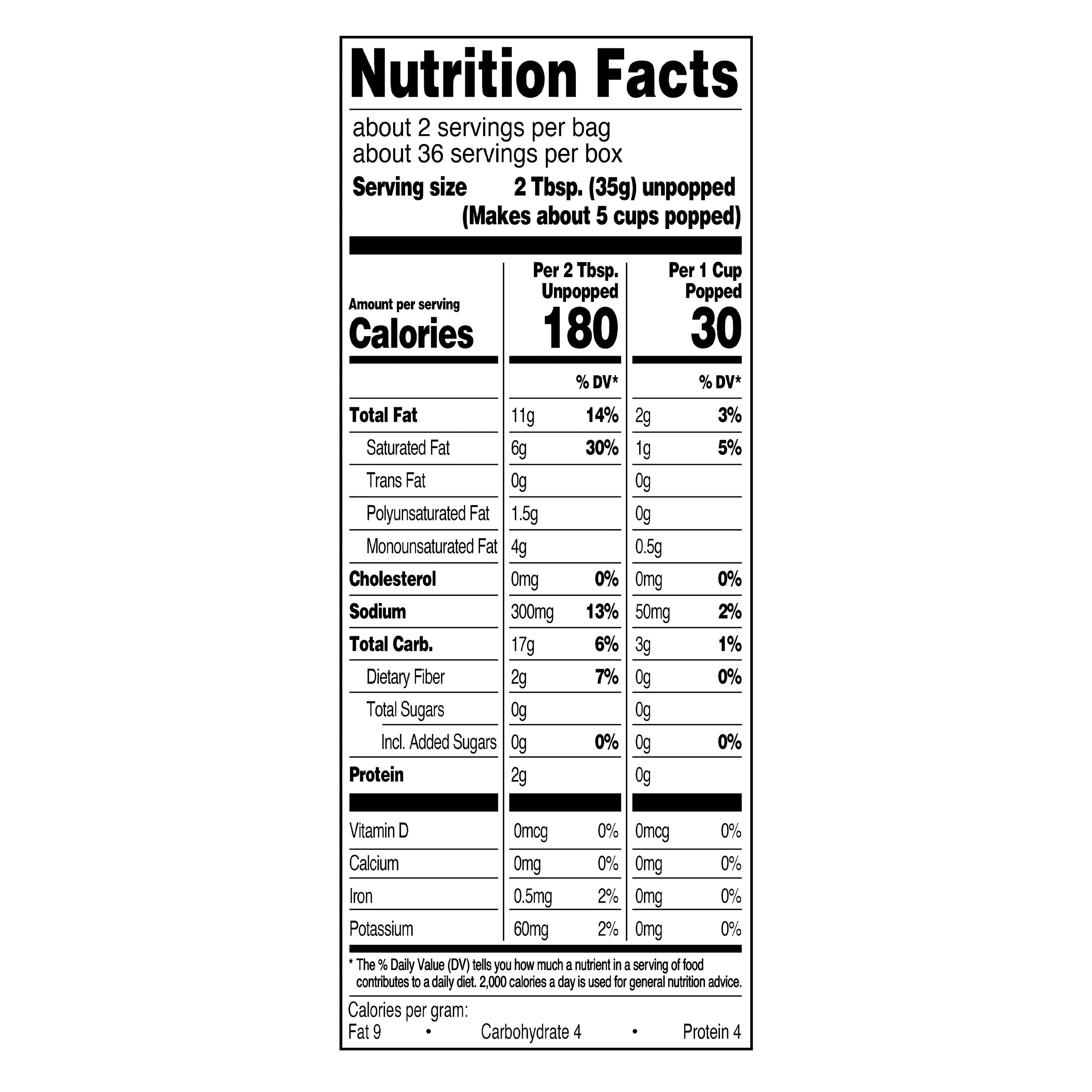 (4 pack) Great Value Extra Butter Flavored Microwave Popcorn, 2.55 oz, 18 Count