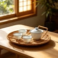 thumbnail image 5 of Dmlowu Round Woven Serving Tray, Flat Base Food Food Baskets with Dual Handles, Decorative Food Tray for Breakfast Bread Coffee Grape Candy Table Decor 1 Pack, 5 of 6