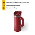 thumbnail image 2 of RTIC 20 oz Ceramic Lined Insulated Road Trip Travel Mug, Leak-Resistant Lid, Black Cherry, 2 of 7
