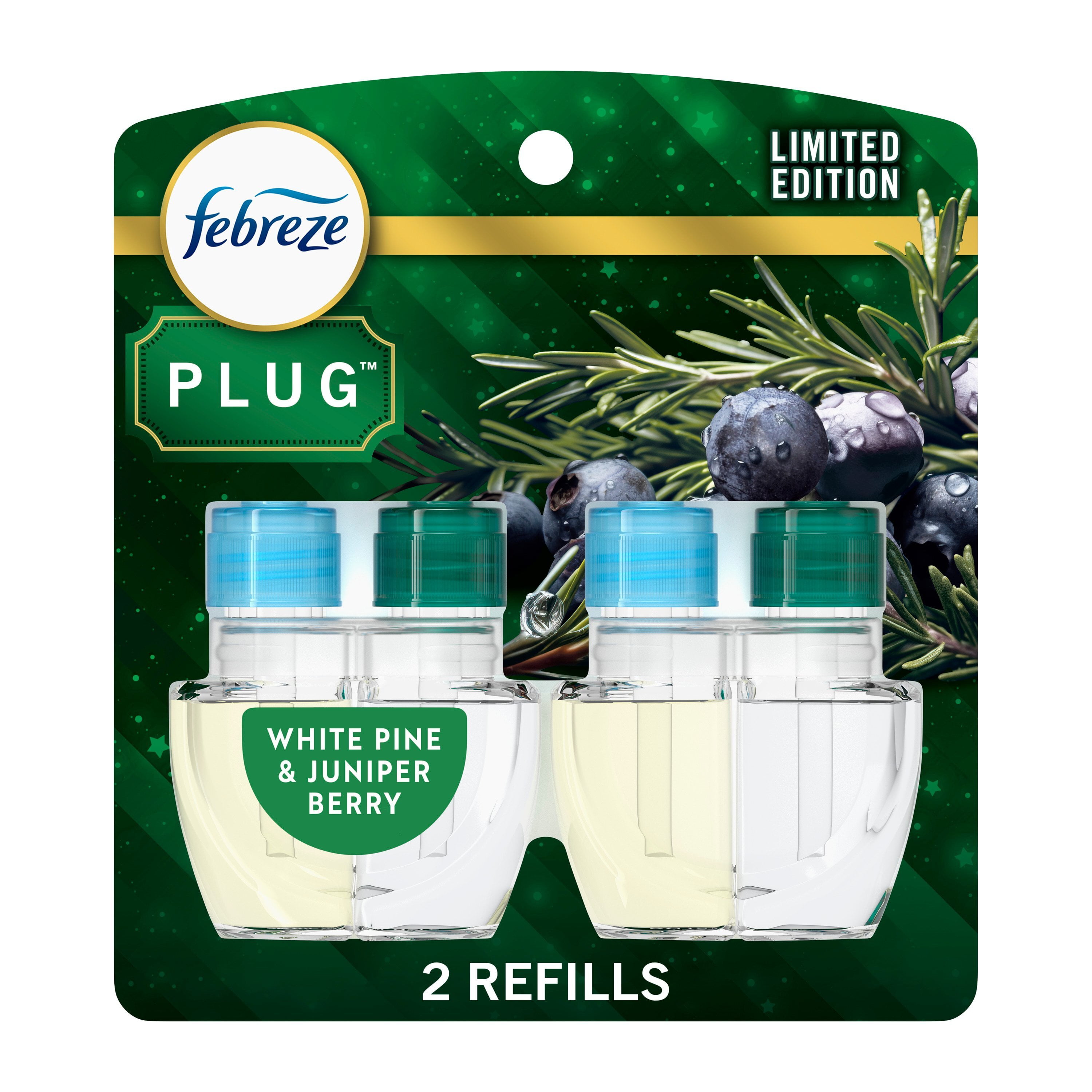 (6 pack) Febreze Plug In Air Freshener, Odor-Fighting Oil Refill, Pine & Berry, Christmas Tree Scent, 2 Refills