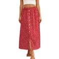 thumbnail image 3 of Lenago Skirts for Women Casual Summer Side Slit Button Print Elastic Waist Skirt, 3 of 9