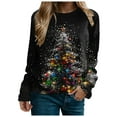 thumbnail image 6 of TTUHYWXI Womens Green Red Christmas Sweatshirts Xmas Tree Snowflake Printed Long Sleeve Pullover (Black, XXL), 6 of 6