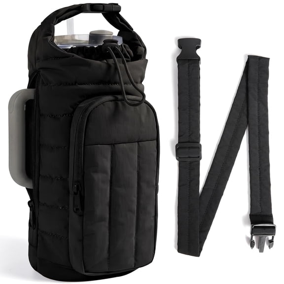 Yalumo Water Bottle Carrier Bag with Strap, 32/40oz Insulated Water Bottle Bag, Crossbody Sling Bag with Phone Pocket for Walking, Hiking, Cycling