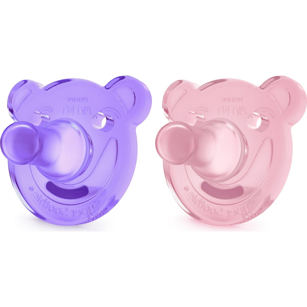 Philips Avent Soothie Pacifier, 3+ months, Pink/Purple, Bear Shape, 2