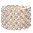 thumbnail image 1 of Multi-sequential pearl bracelets Bling Rhinestones Gold Bracele Bracelet Bracelets Layer Stretch Elastic Hand Chain Bracelets for Women (7 Row-Gold), 1 of 5