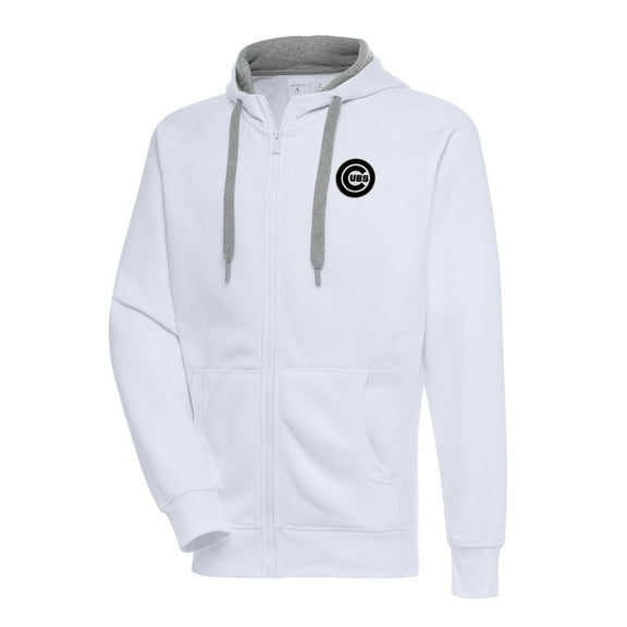 Men's Antigua White Chicago Cubs Metallic Victory Full-Zip Hoodie
