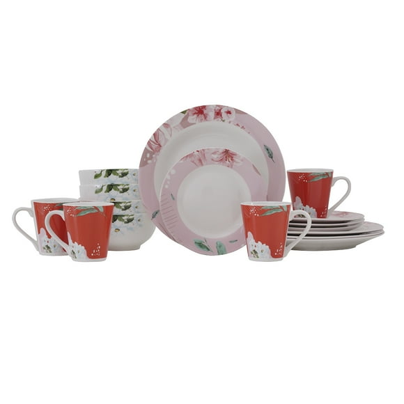 Vajilla de Porcelana Crown Baccara 16 Piezas para 4 Personas Floral