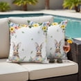 thumbnail image 4 of Easter Bunny Outdoor Waterproof Pillow Covers, Spring Watercolor Country Flower Leaf Plant Decorative Square Throw Pillowcase Sofa Cushion Sham for Patio/Couch/Chair, 20"x20" 2 Pack, 4 of 8