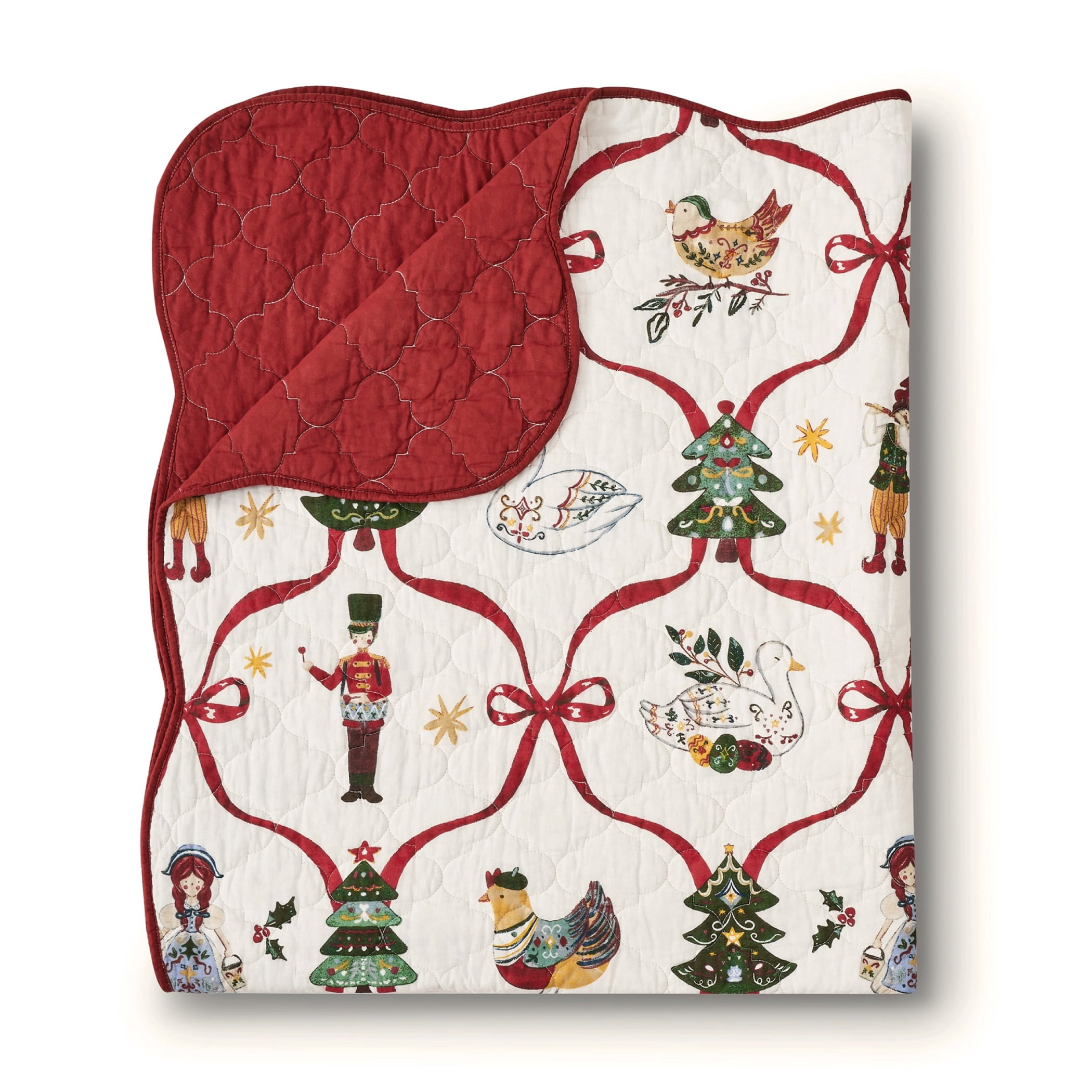 Greenland Home 12 Days of Christmas 100% Cotton Holiday Throw Blanket, 50" x 60"