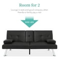 thumbnail image 4 of Best Choice Products Modern Faux Leather Convertible Futon Sofa w/ Removable Armrests, 2 Cupholders - Black, 4 of 8