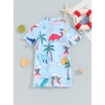 thumbnail image 4 of Bagilaanoe Toddler Baby Boys One-Piece Swimsuit Print Short Sleeve Zipper Rashguard Swimwear 3M 6M 12M 2T 3T Kids Jumpsuit Bathing Suit, 4 of 9