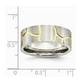 thumbnail image 2 of Stainless Steel Satin and Grooved Gold-Flashed Mens 8mm Band Ring - 7.6 Grams - Size 7, 2 of 2