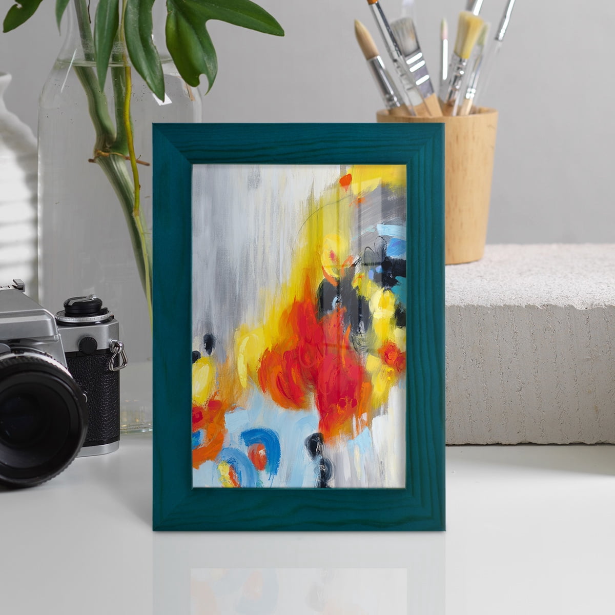In the Loop I -Framed Print w/glass-Ocean Blue