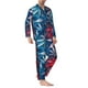 thumbnail image 2 of Balery Red And Blue Leaves Pijama para Hombre de Dos Piezas con Manga Larga, Conjunto de Dormir y Descanso Suave con Bolsillos-Large, 2 of 7