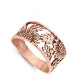 thumbnail image 4 of CHOOSE YOUR COLOR Sterling Silver Rose Gold-Tone Sunflower Ring Filigree Flower Band 925 Female Size 9, 4 of 4