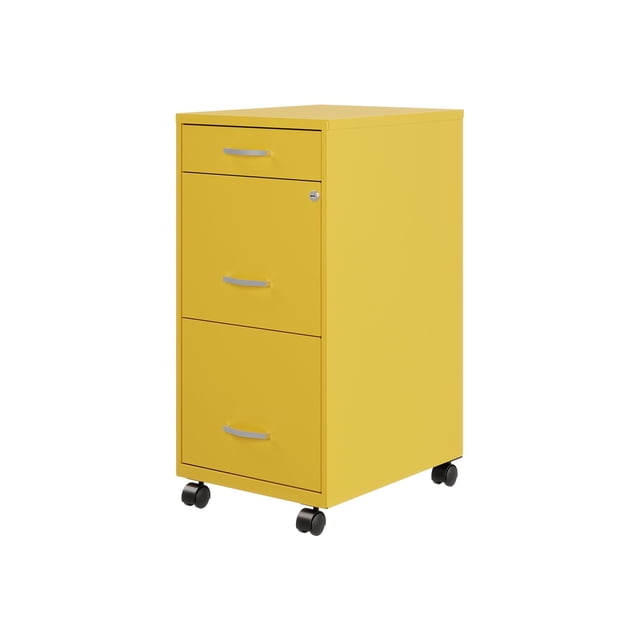 Space Solutions 18"D 3 Drawer Mobile Metal File Cabinet Yellow/Goldfinch