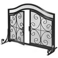 thumbnail image 1 of Gymax Fireplace Screen with Hinged Magnetic Two-doors Flat Guard Freestanding Black, 1 of 9