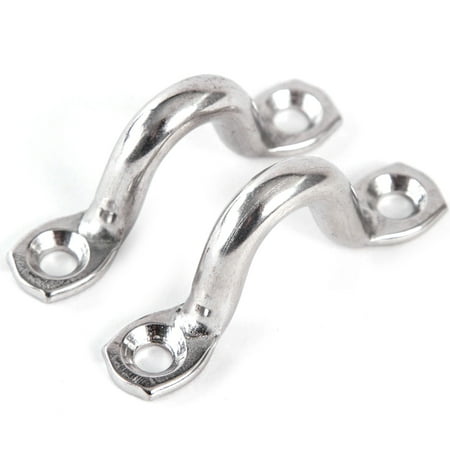 

2 - Stainless Steel Oblong Pad Eye Straps Wire Plate Bimini Staple Ring 8mm