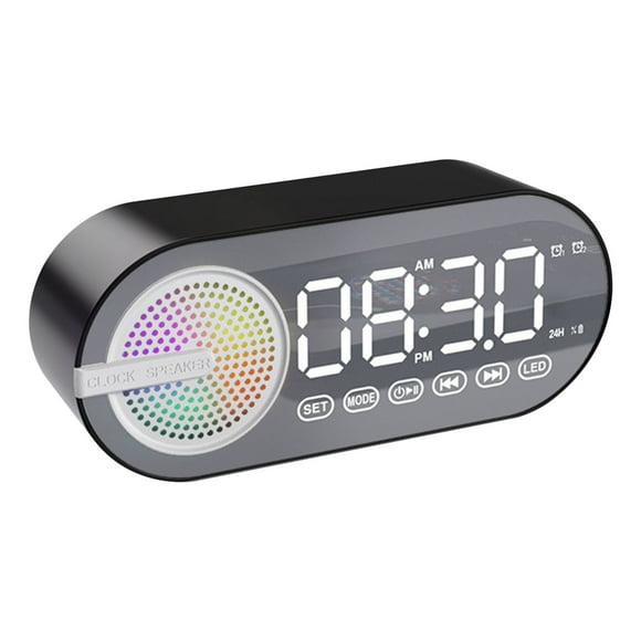 Wzzjkit Petit Haut-Parleur Horloge Bluetooth Réveil Son Intelligent Subwoofer Extérieur Mini Carte Plug