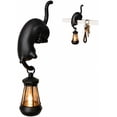 thumbnail image 2 of Whimsical Cat Shelf Sitter with LED Lantern, 3D-Printed Bookshelf Decor and Utility Hook, Cozy Reading Nook Night Light for Mantel, Bedroom, Office Desk, Entryway, Gift for Pet Lovers (Black), 2 of 6