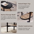 thumbnail image 2 of Dayalane Black Rattan Coffee Table,Mid-Century Modern 2-Tier Center Table with Storage Shelf Wooden Top for Living Room, Bedroom or Small Spaces, 2 of 8