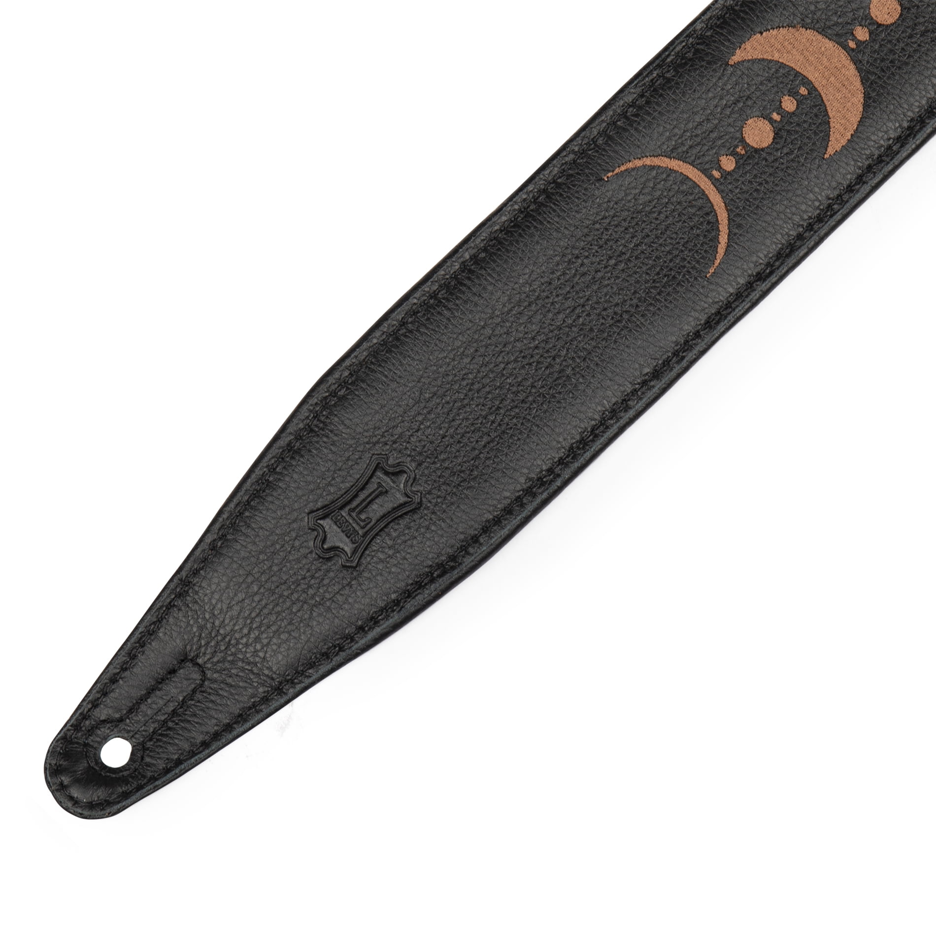 Levy's 2.5" Black Garment Leather Guitar Strap Brown Moon